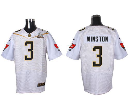 Nike Buccaneers #3 Jameis Winston White 2016 Pro Bowl Men's Stitched NFL Elite Jersey - Click Image to Close